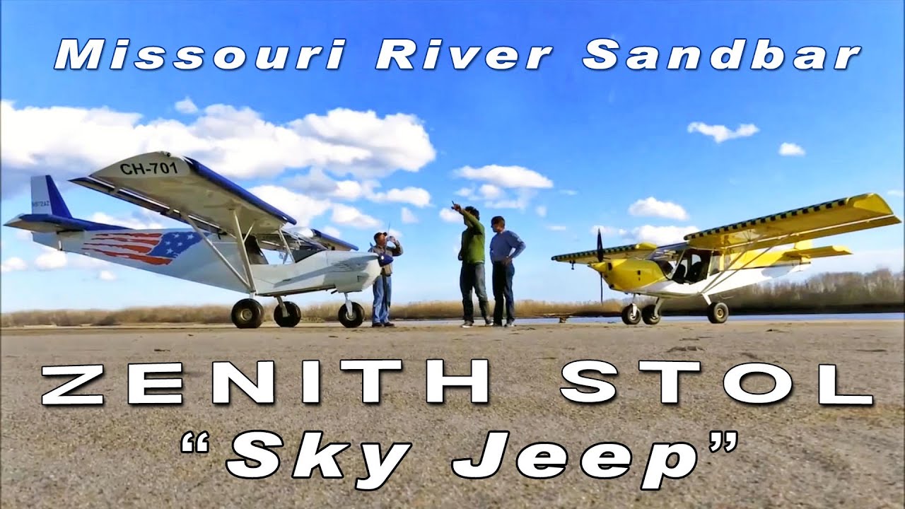 Landing on Missouri River sandbar - two airplanes - off airport