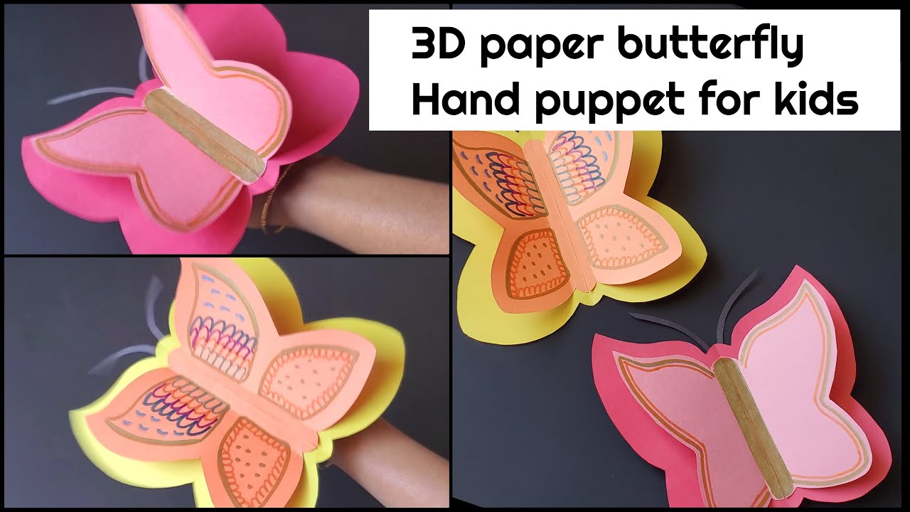 3D paper butterfly craft | Butterfly hand puppet for kids