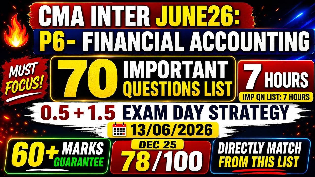 CMA INTER JUNE-26 || P6- F.A. PAPER ANALYSIS AND IMPORTANT QUESTION LIST|| @Ajyuvi22 