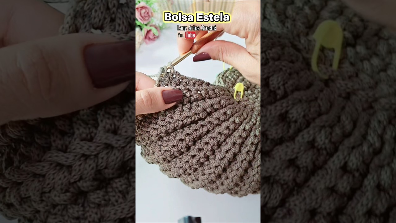 BOLSA DE CROCHÊ TENDÊNCIA❤️‍🔥 FEITA COM PONTO RELEVO NO FIO POLIÉSTER/Bolsa Estela