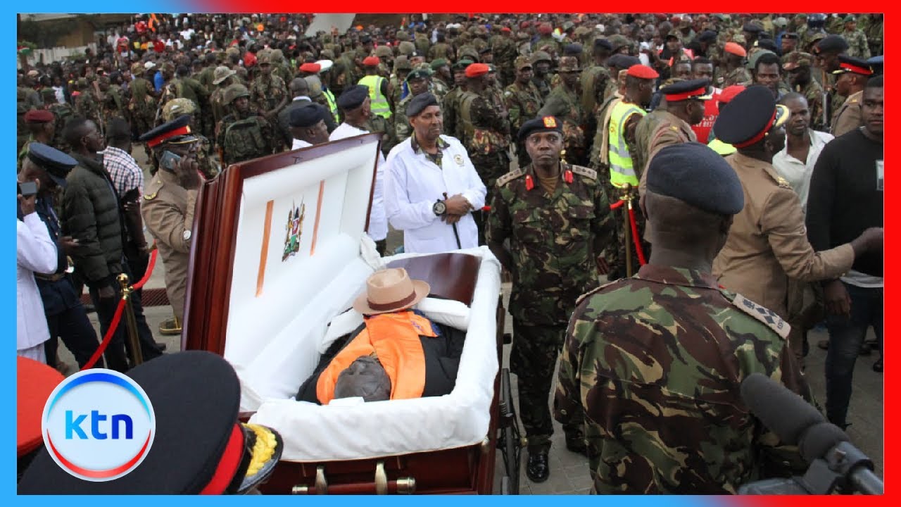 Body of Raila Odinga at Kasarani field for Kenyan mourners after leaders’ final viewing