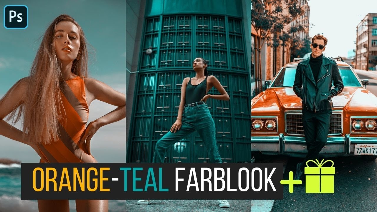 Orange-Teal Farblook mit 1 Klick + 🎁Geschenk 🔸 Photoshop Tutorial ( German/Deutsch )