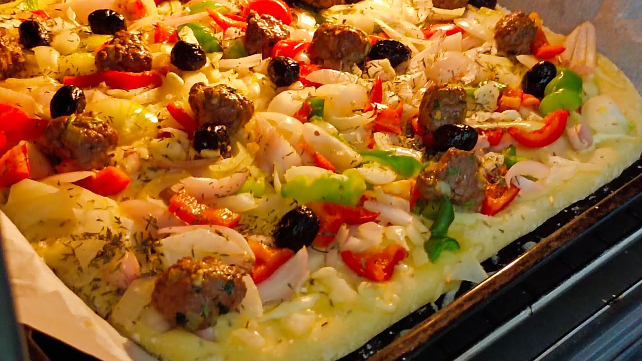 بيزا بكويرات الكفتة والخضر  اصبحت عندي معتمدة كتجي لديدة وصفة كاملة ومغدية 