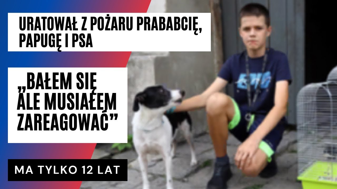 12-letni Krzysiek to prawdziwy bohater. URATOWAŁ Z POŻARU prababcię, papugę i psa! | FAKT.PL