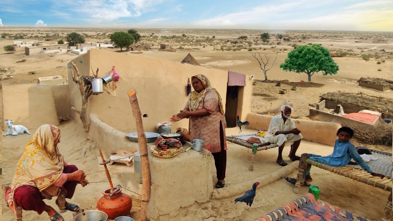Desert Woman morning rotating | Traditional Village Life in Desert