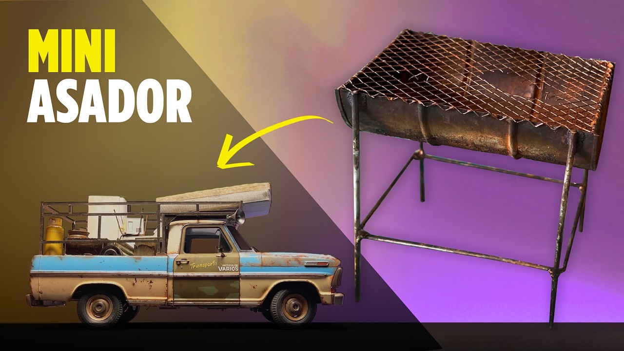 Así se hace un asador de lámina oxidada | TUTORIAL Paso-a-paso #modelismo #miniatura