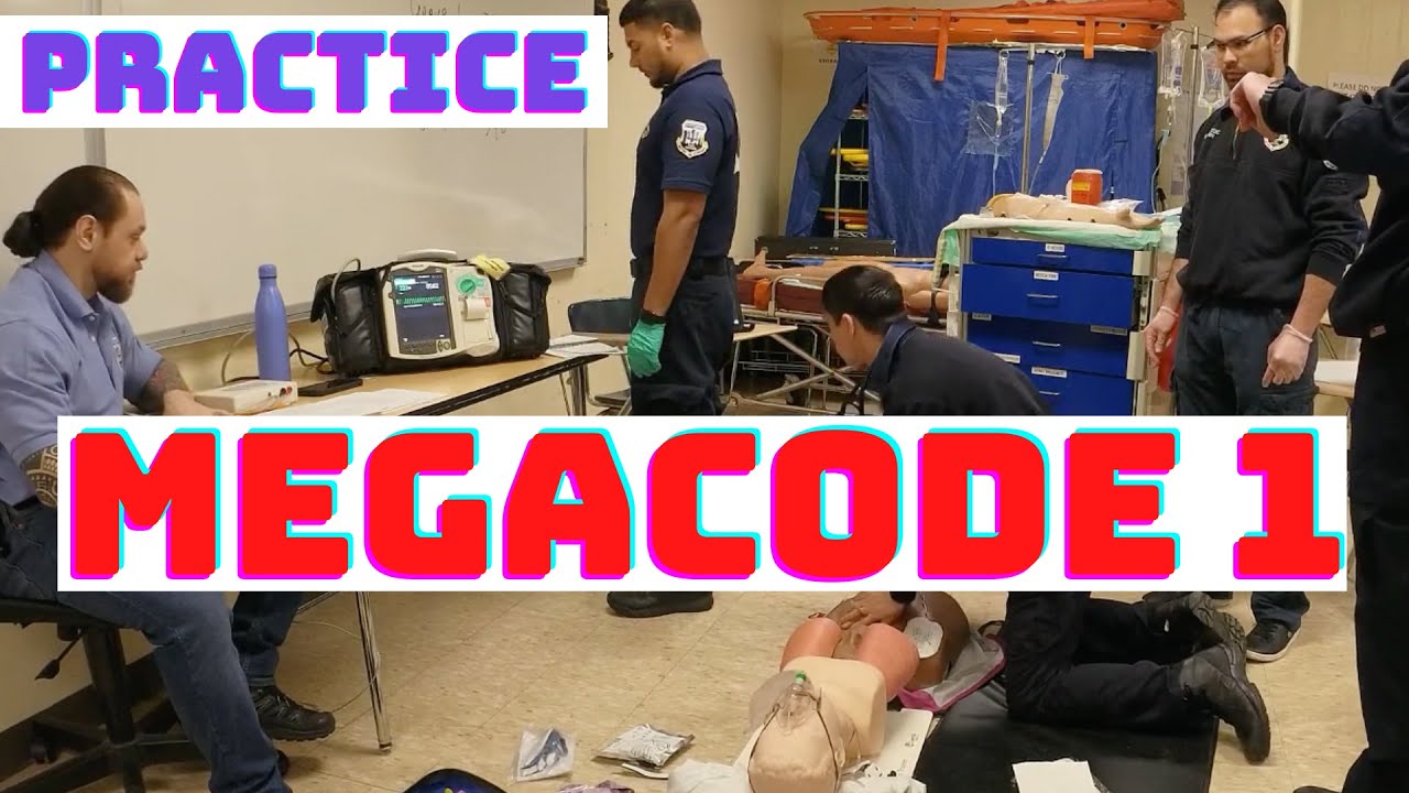 Paramedic students practicing Cardiac Arrest MEGACODE 1 Station