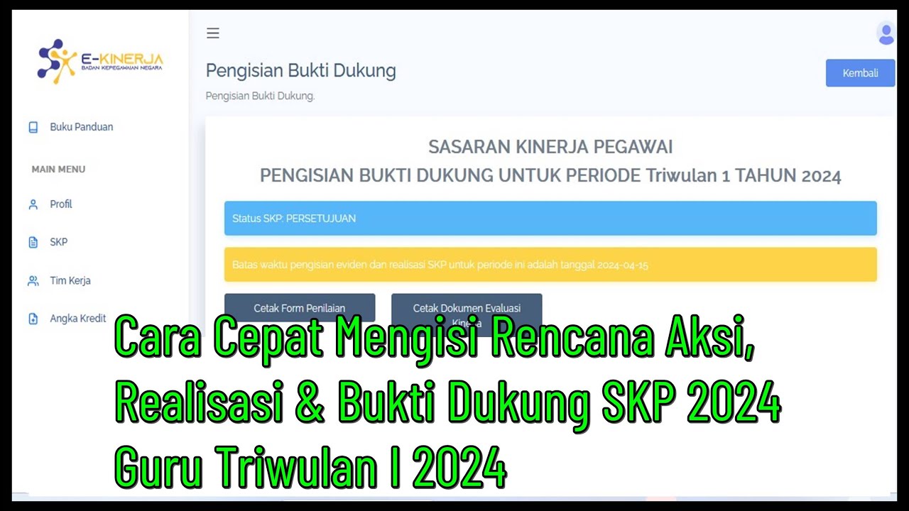 Cara Cepat Mengisi Rencana Aksi, Realisasi dan Bukti Dukung SKP 2024 Guru Triwulan I 2024