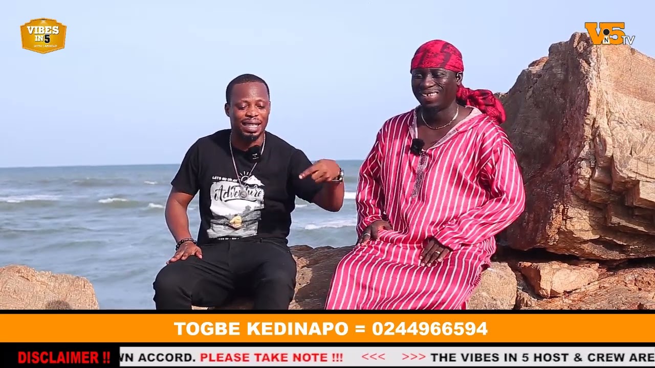 Togbe Kedinakpo demonstrates how he calls Maame Water to come out live from the sea.