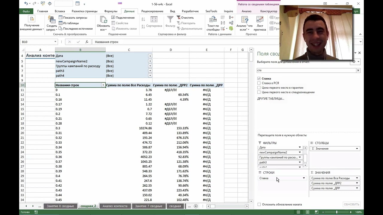 8.3 Приемы для анализа контекстной рекламы — Курс «Excel для интернет-маркетинга»