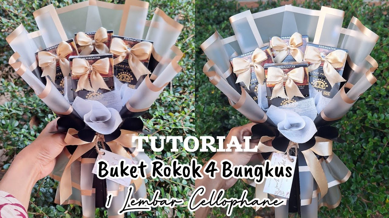 Buket Rokok Aesthetic Isi 4 Bungkus Cuma 1 Lembar Cellophane #buketrokok #buket #tutorial #fyp
