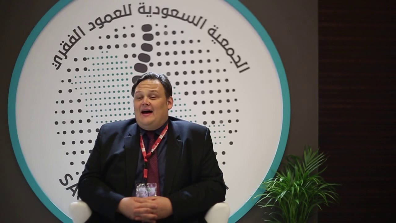 Prof. Eeric Truumees, from North American Spine Society, talking about Saudi Spine Society