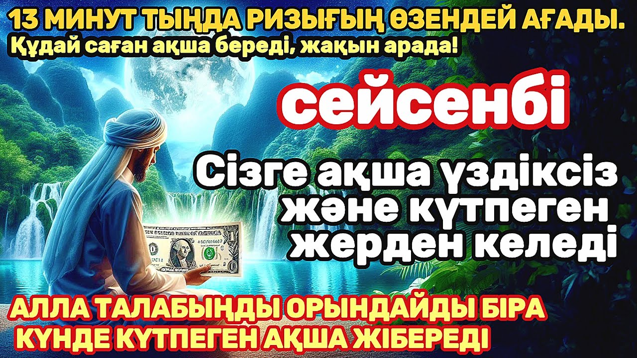 Тыңда Өте күшті дұға сейсенбі, Алла бір күнде ойламаған ақша байлық жібереді, ризығың көбейеді