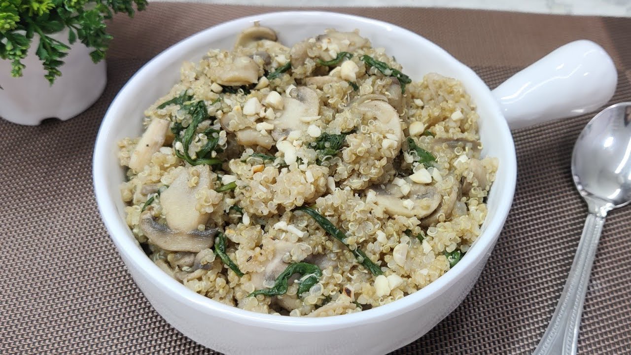 Mushroom Spinach Quinoa | Quinoa Recipes | Easy Vegetarian and Vegan Meals | Healthy Recipes
