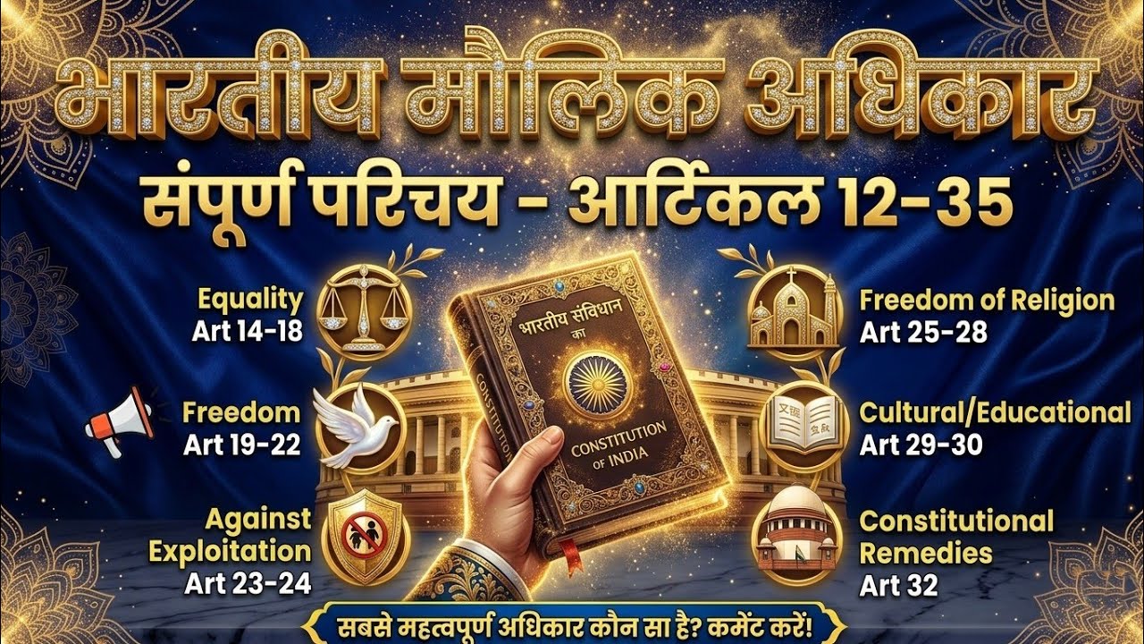 Fundamental Rights in One Shot Video 🔥 |for ssc |Article 12 to 35 Complet | Target competitive exam 