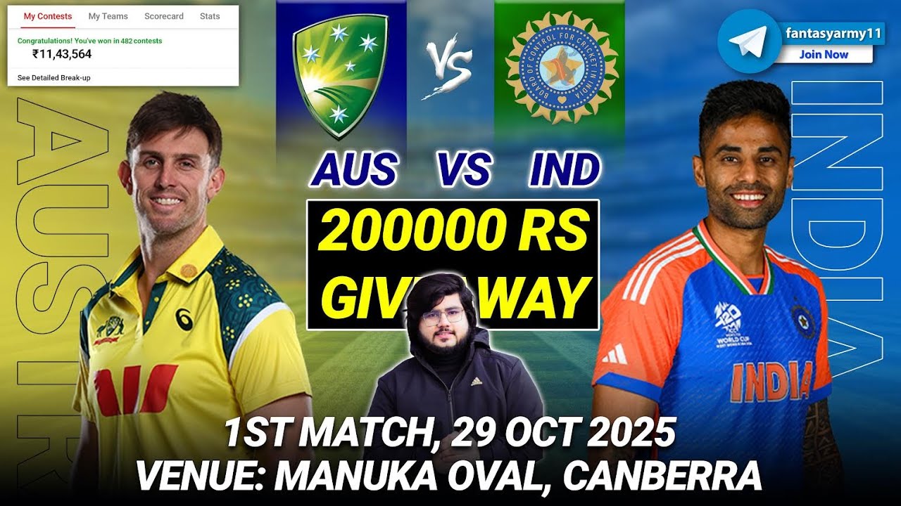 AUS vs IND Dream11 Prediction | AUS vs IND Dream11 | Australia vs India Dream11 1st T20I 2025