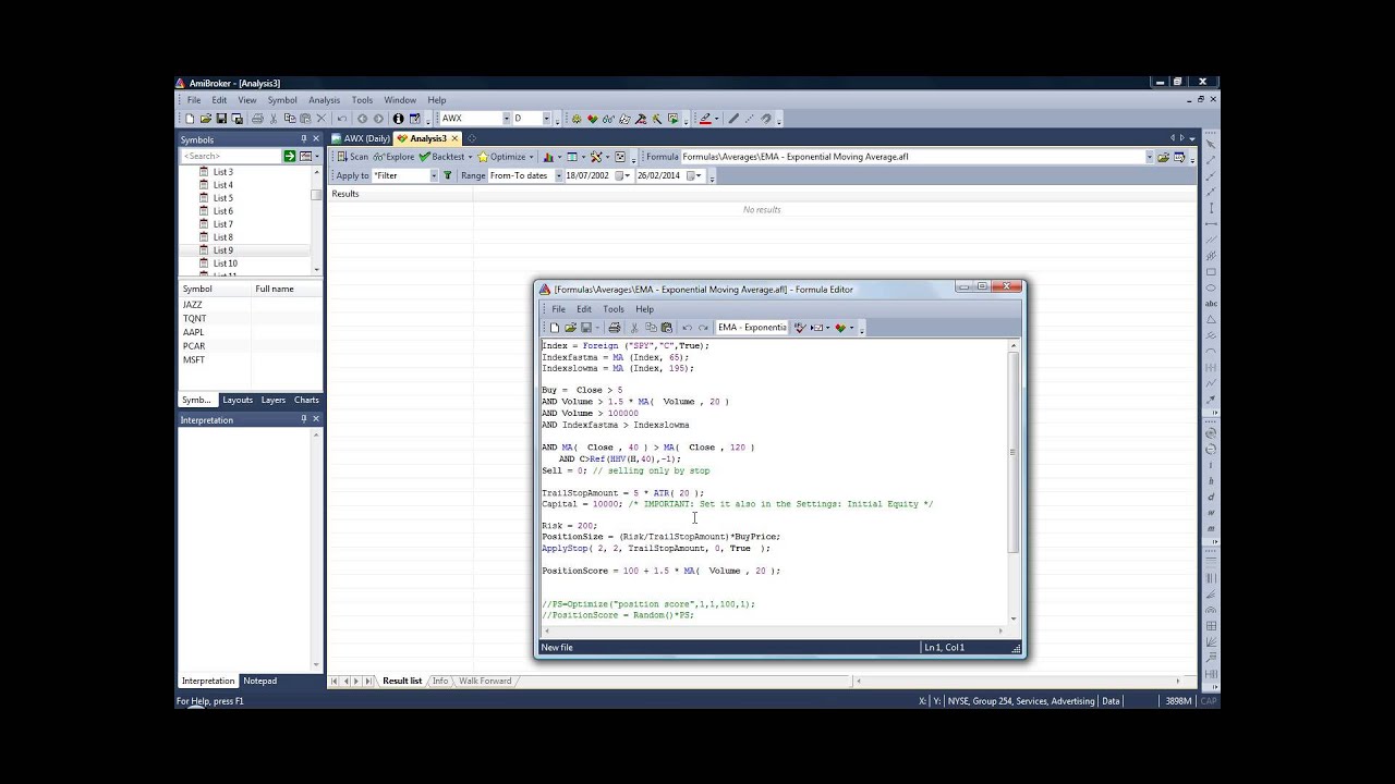 Back-Testing with Amibroker: How to code and test a strategy on a portfolio of stocks