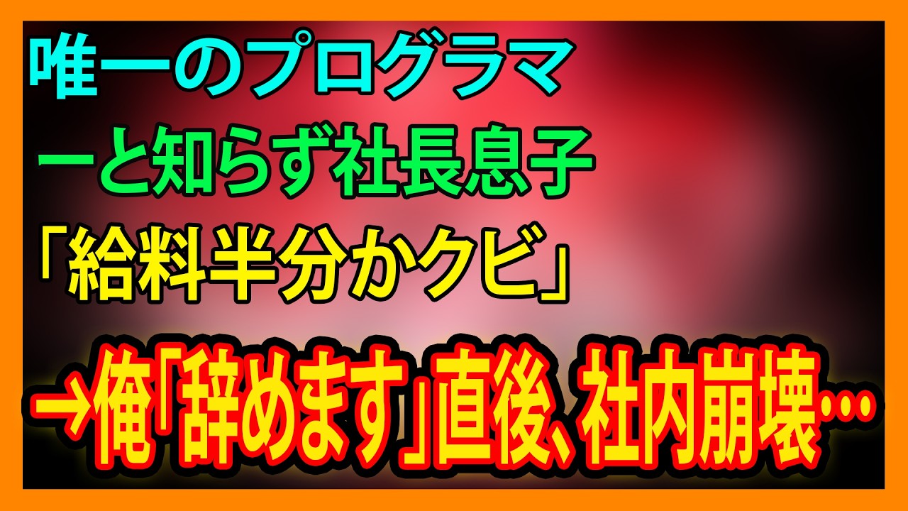 【修羅場・朗読】唯一のプログラマーと知らず社長息子「給料半分かクビ」→俺「辞めます」直後、社内崩壊…