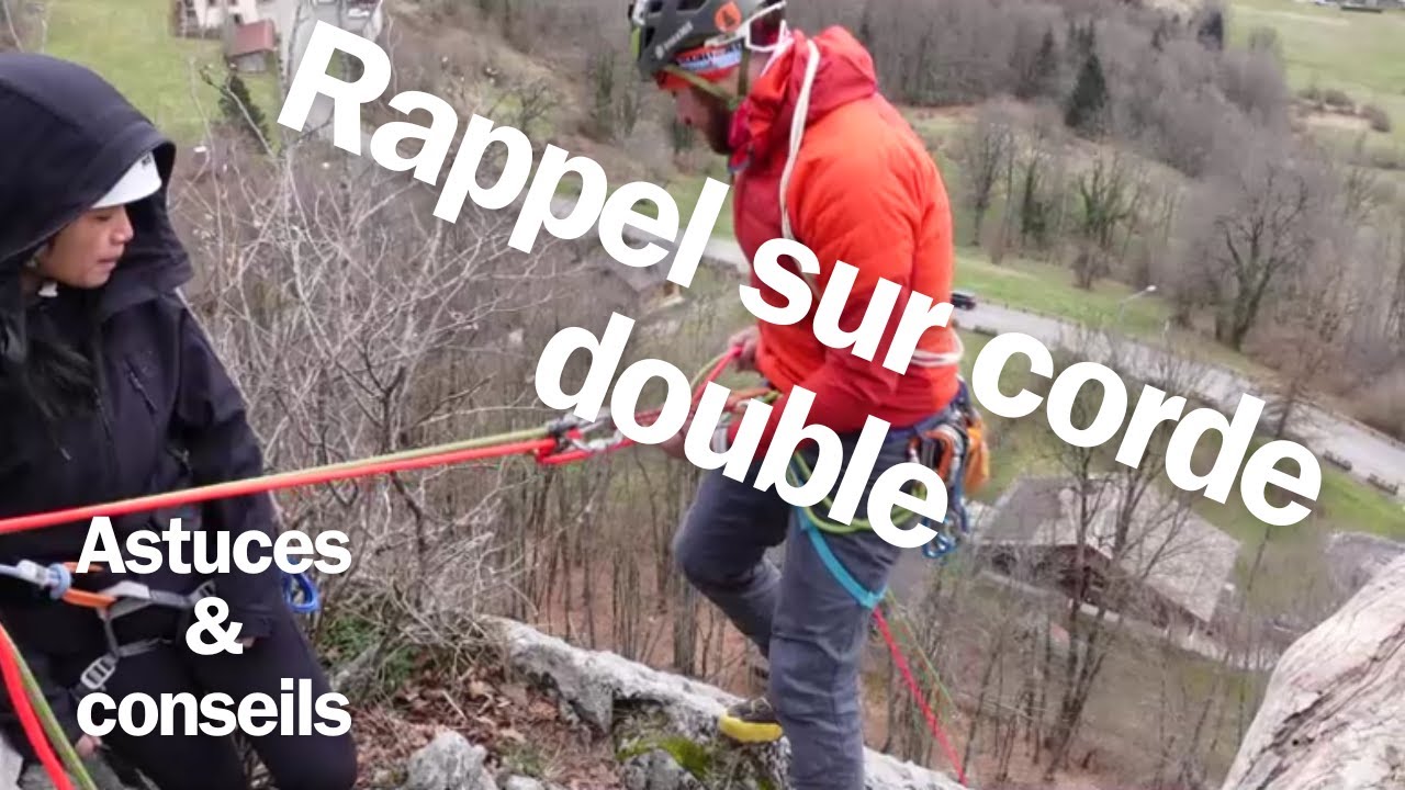 Rappel sur deux cordes différentes à double. Tutto Alpinisme 90 [EVOLUTION]