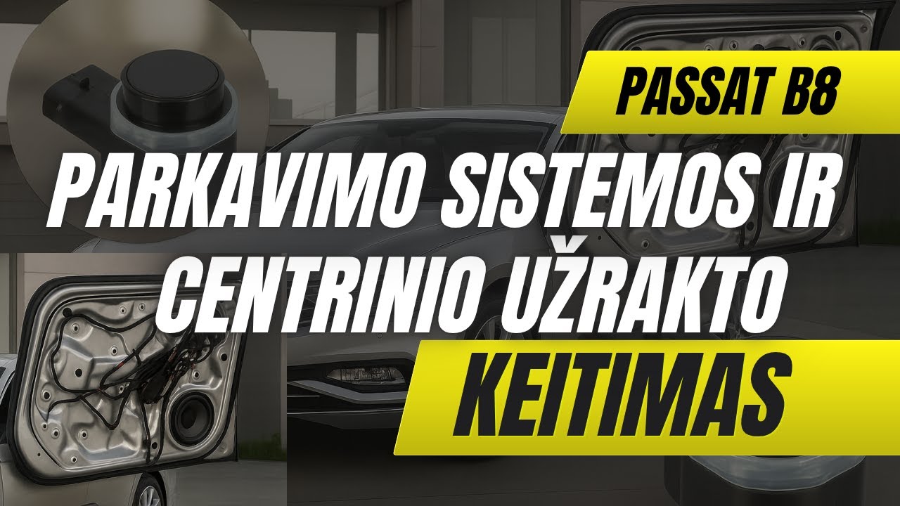 VW Passat B8 Galinės parkavimo sistemos remontas ir galinių durų centrinio užrakto keitimas