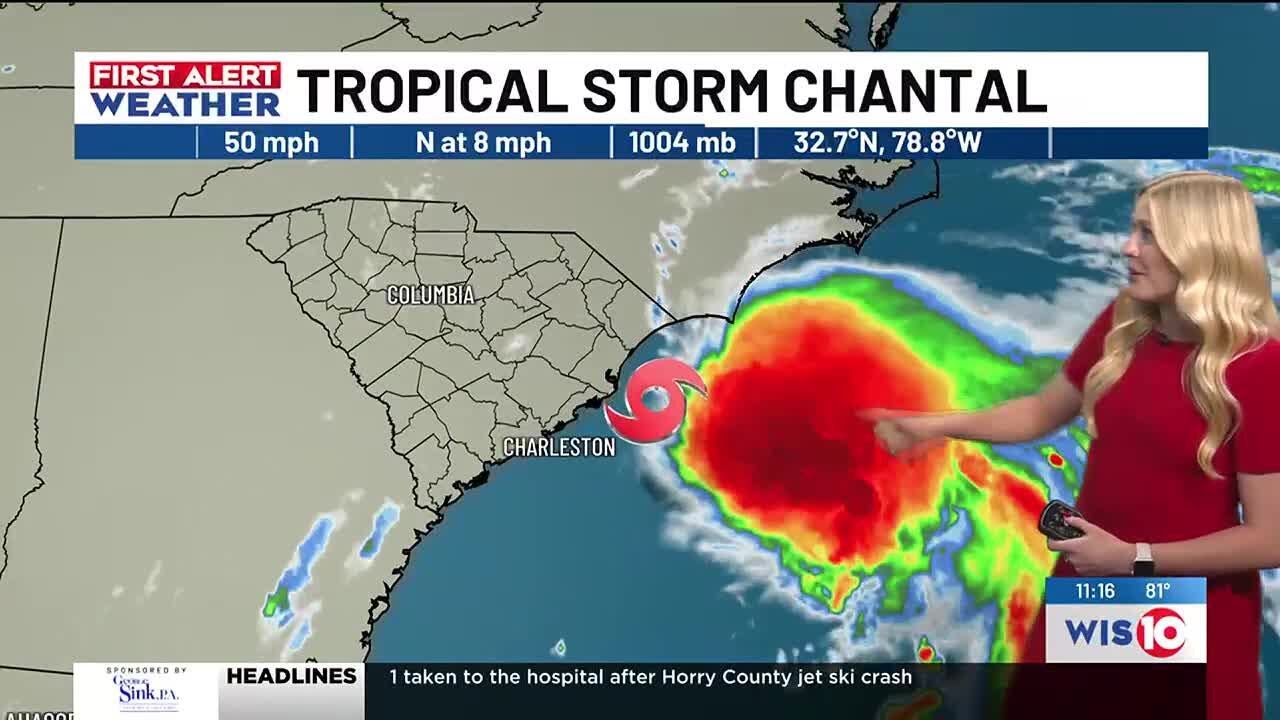 SATURDAY 11P UPDATE: Tropical Storm Chantal to bring breezy winds, rain to the Midlands