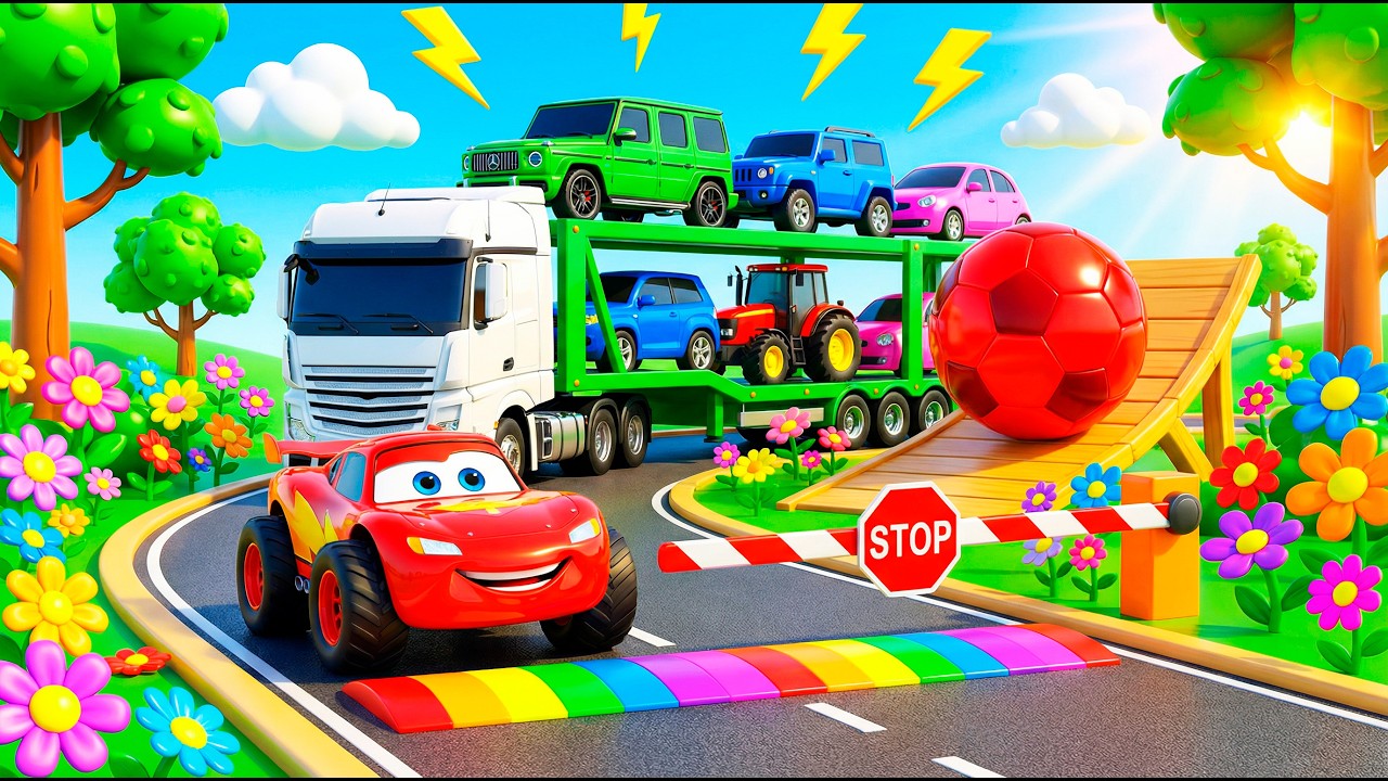 Flatbed Truck McQueen | Transportation with Truck - Pothole vs Car #part1 | BeamNG.Drive Gameplay