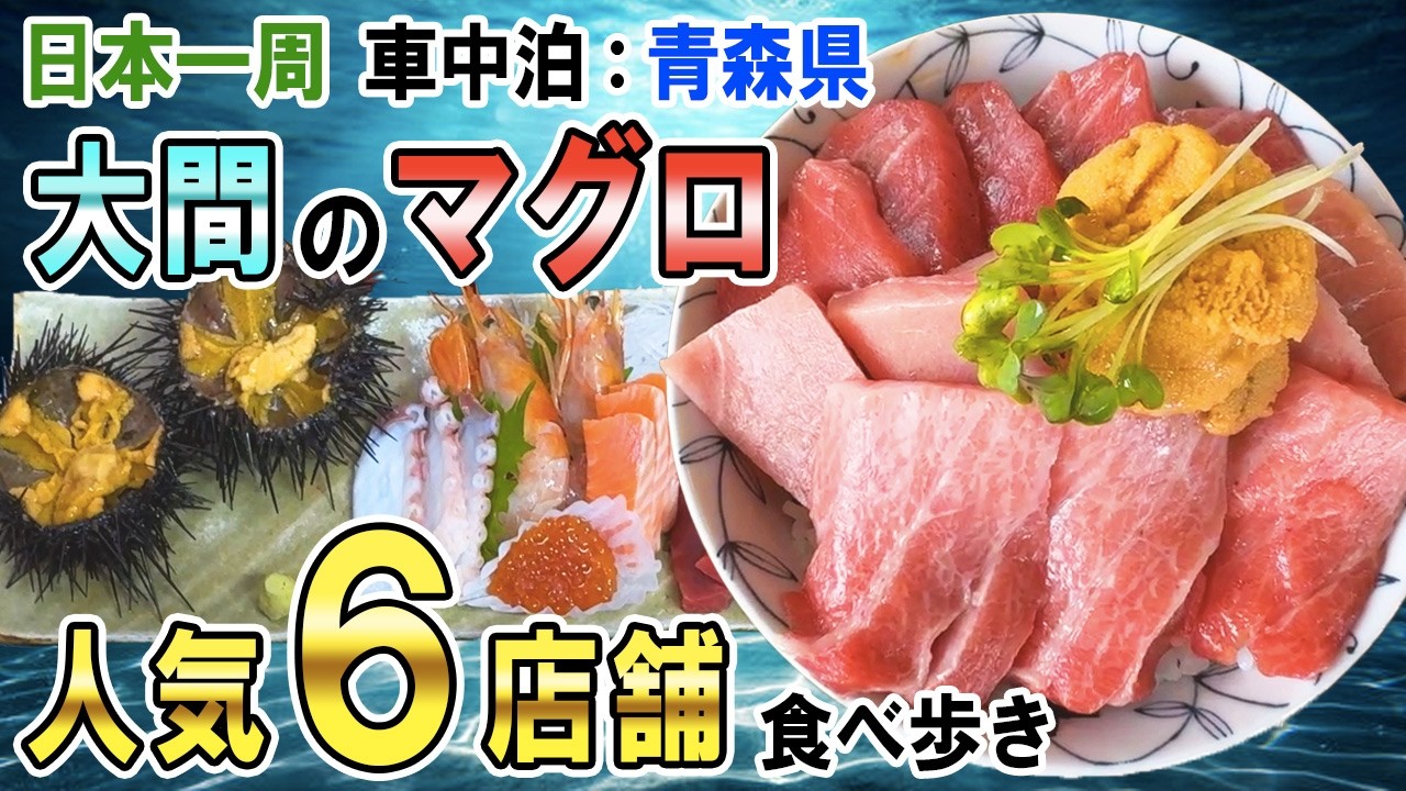 【日本一周】車中泊:青森県/大間のマグロ/海の芸術/海の宝石/日本最北端大間崎/人気マグロ店6店舗食べ歩き/観光/グルメ