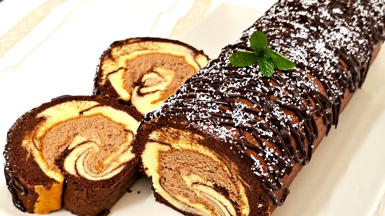 Rulada Frageda si Pufoasa umpluta cu Crema de Ciocolata | Reteta Perfecta pentru orice ocazie
