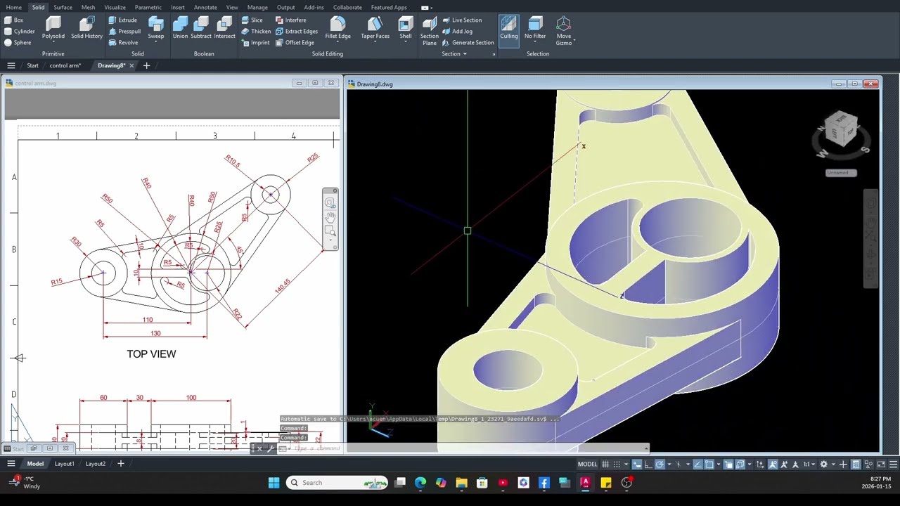 AutoCAD Tutorial: How to Draw a Control Arm | Beginner-Friendly Guide