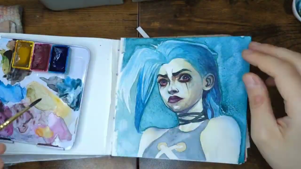 20x Watercolor Time-lapse Finishing a Jinx Portrait