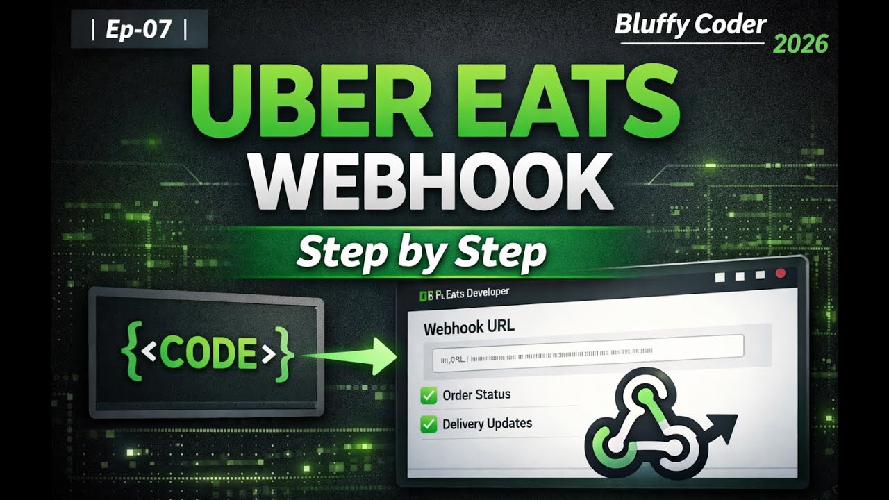 Uber Eats Webhook Setup in Developer Dashboard | API Integration | Ep-07 | Bluffy Coder | 2026