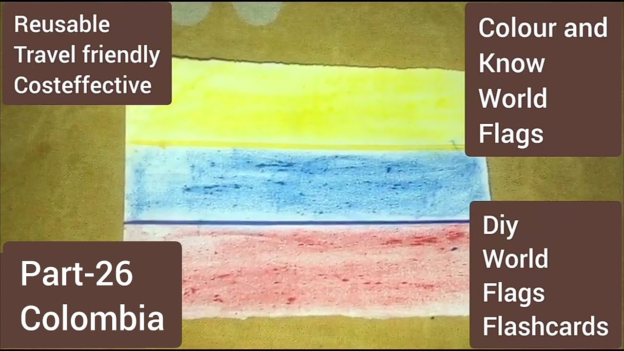 🇨🇴DIY World flag flashcard colombia | colour & know flags | Reusable travel friendly costeffective