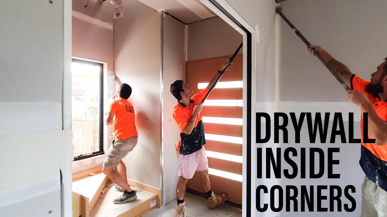 Drywall Taping Inside Corner in Seconds Using a Mud Box Roller Flusher