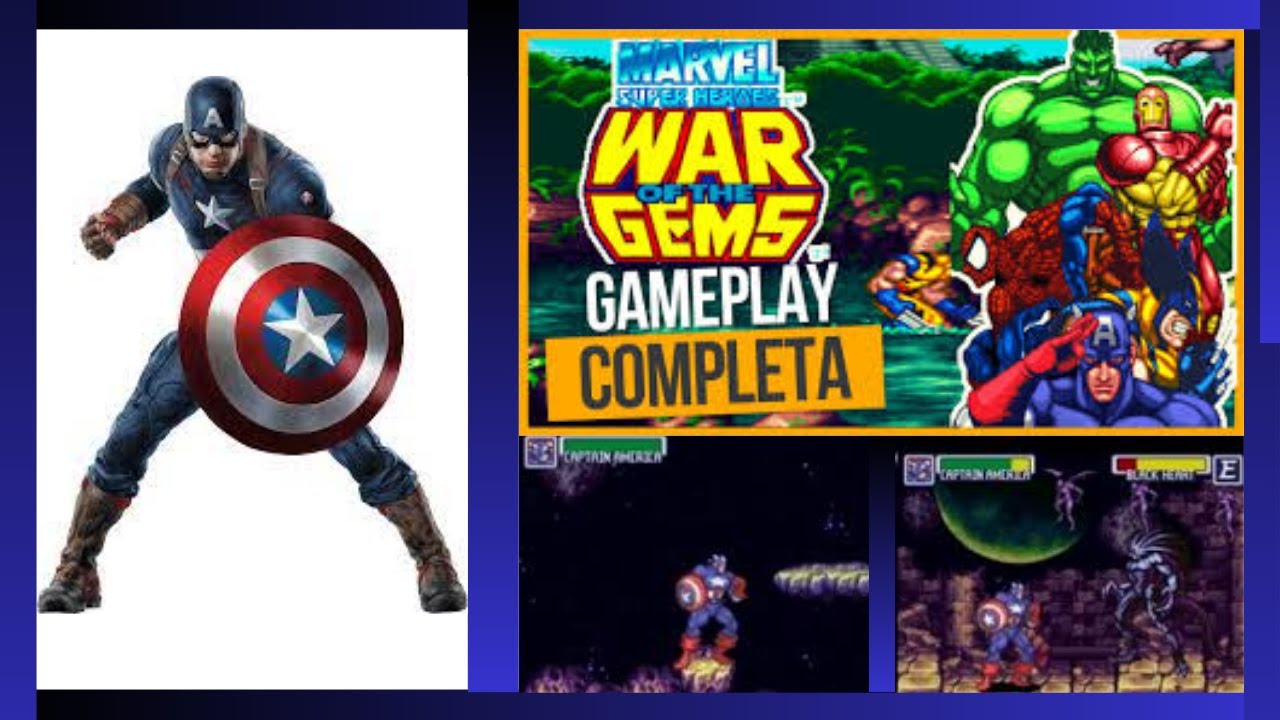 MARVEL SUPER HEROES - WAR OF THE GEMS - (SUPER NINTENDO) - CAPTAIN AMERICA - PLAYTHROUGH