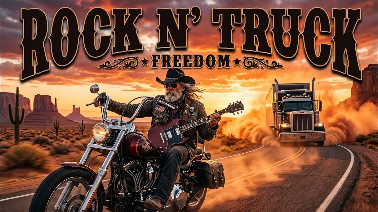 🚛 Golden Hour Trucker Rock | Country Rock Playlist for Open Roads