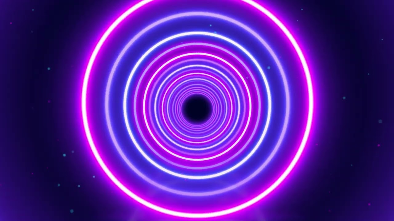 Neon Light Effect Circle Tunnel Abstract Glow Particles Background Loop