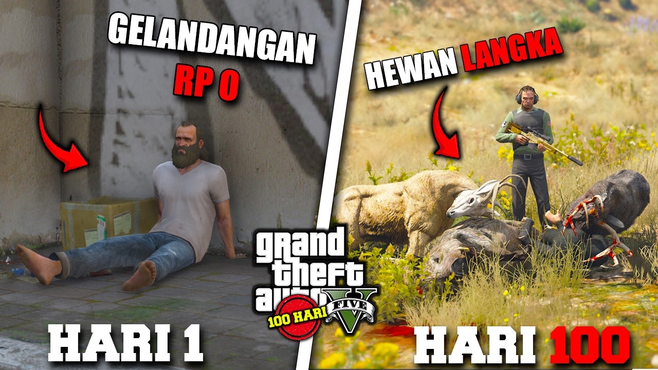 100 HARI DI GTA 5 DARI PENGEMIS SAMPAI MENJADI PEMBURU PROFESIONAL