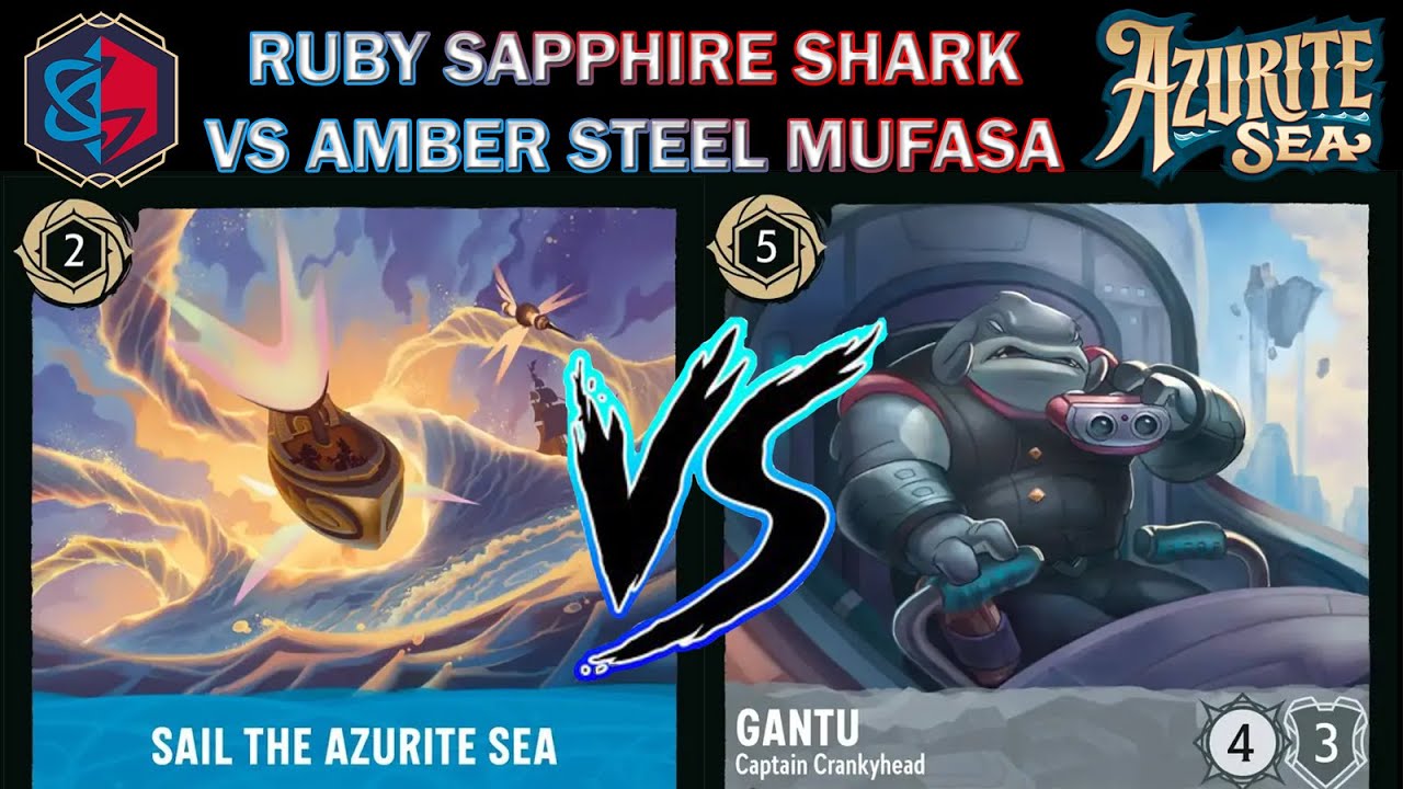 🔵🔴 RUBY SAPPHIRE SHARK -VS- AMBER STEEL MUFASA (GANTU) - Disney Lorcana Azurite Sea Gameplay (TTS)