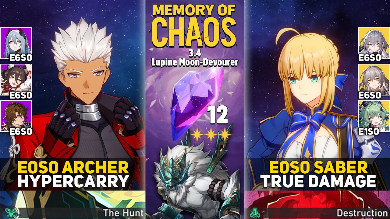 F2P E0S0 Archer x Hanya & E0S0 Saber True Damage | MOC 12 | Honkai: Star Rail 3.4