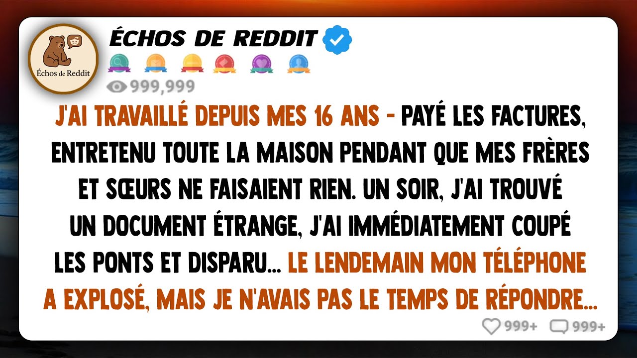 Je travaille dur depuis l'âge de 16 ans - je payais les factures, tenais la maison pendant que mes..