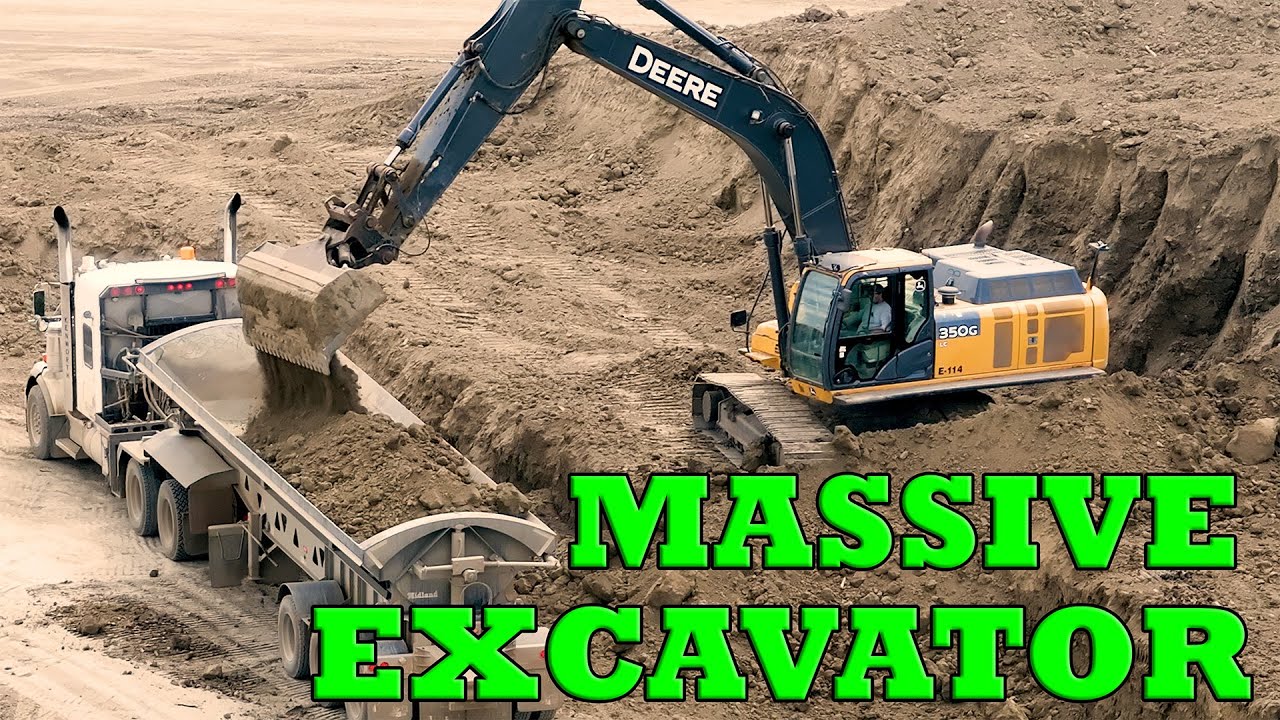 Massive Excavator Non-Stop Digging & Loading Dump Trucks in 4k