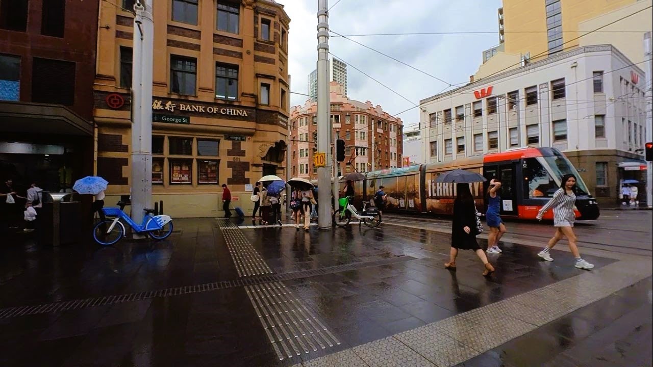 Sydney City Walk - Wet day walk from Central Station to Darling Square