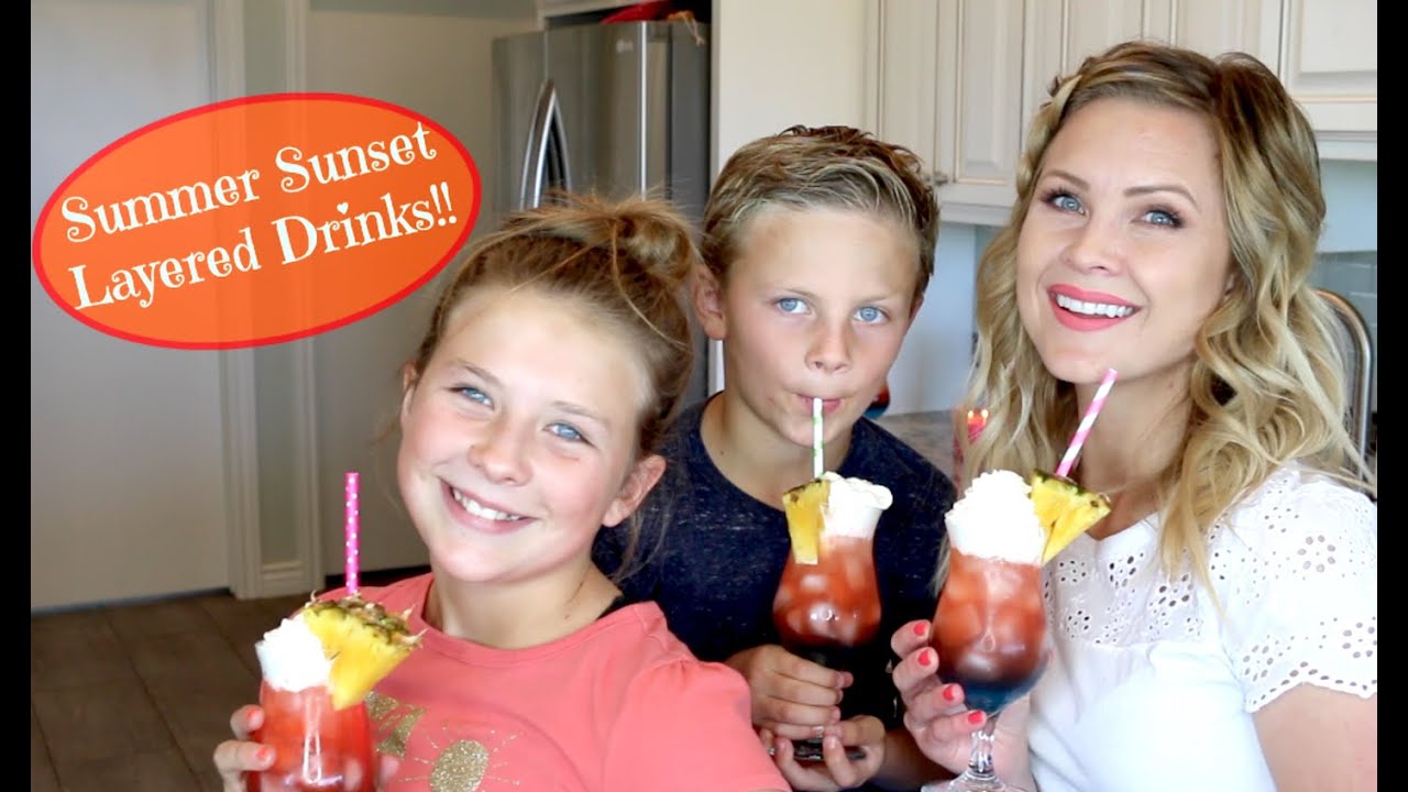Summer Sunset Layered Drinks!!