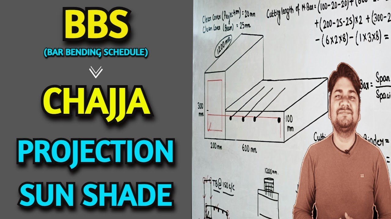 Bar Bending Schedule (BBS) of Chajja Projection Sunshade | Learning Civil Technology