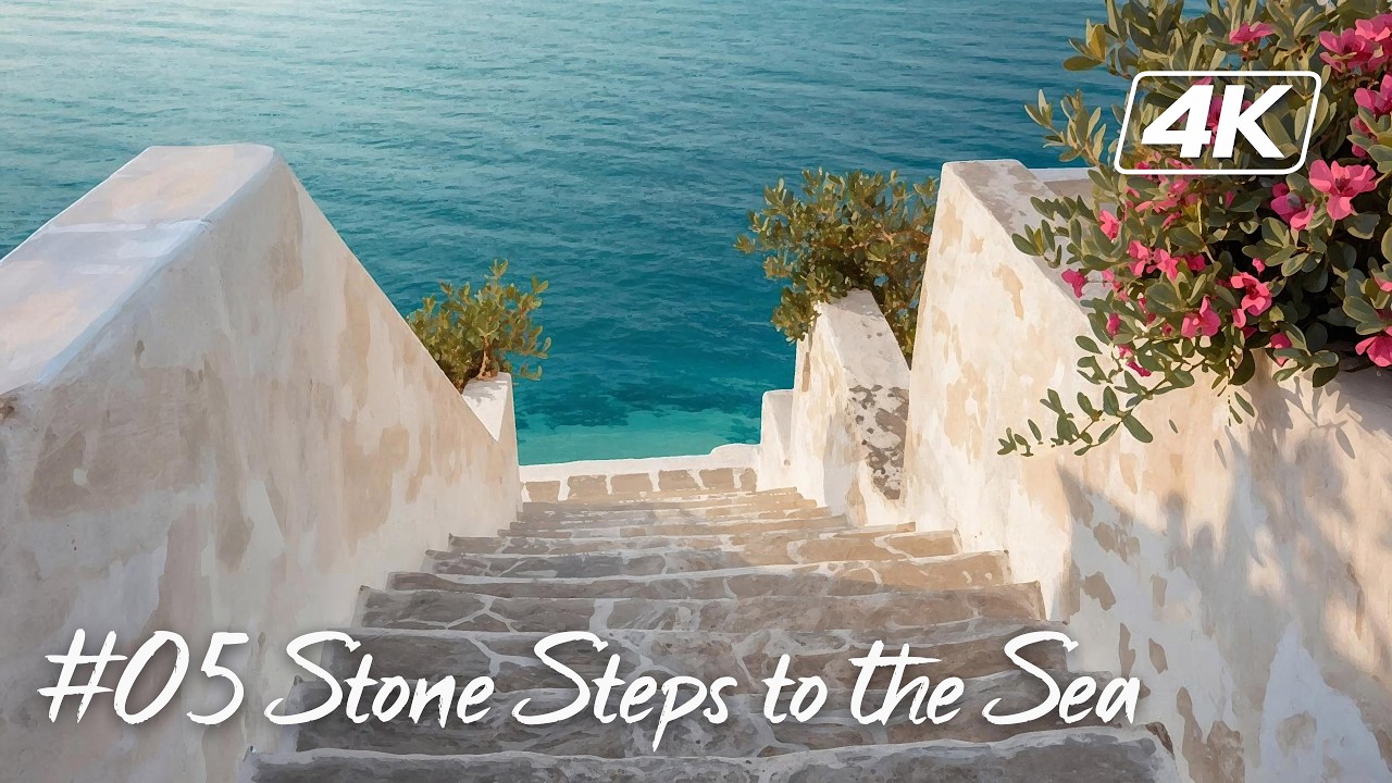 Mediterranean Wall Art #05 | Stone Steps to the Sea | 4K Art Wallpaper | 2 Hours