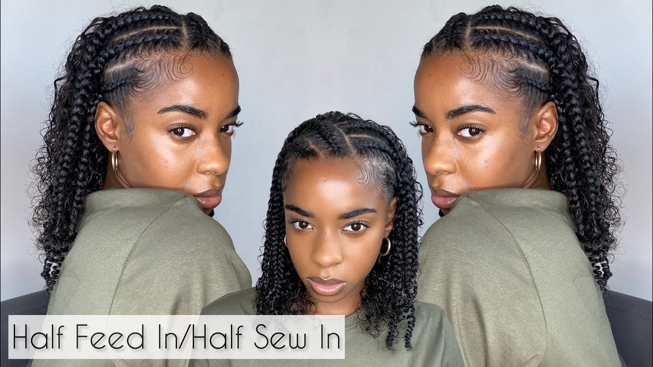 Half Feed Ins/Half Sew In|“No Leave Out” DIY | Trending Hairstyle |HACKS