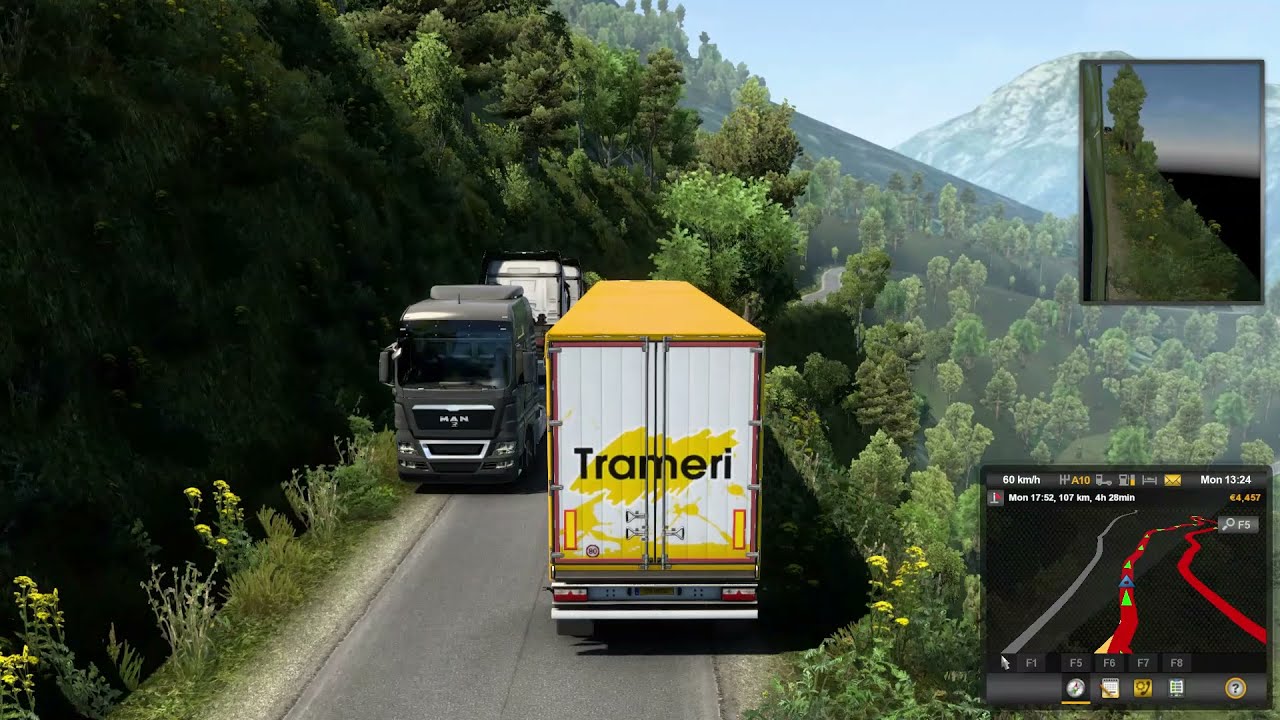 Euro Truck Simulator 2 -  Narrow Mountain Roads - Down hill - DAF - no crash