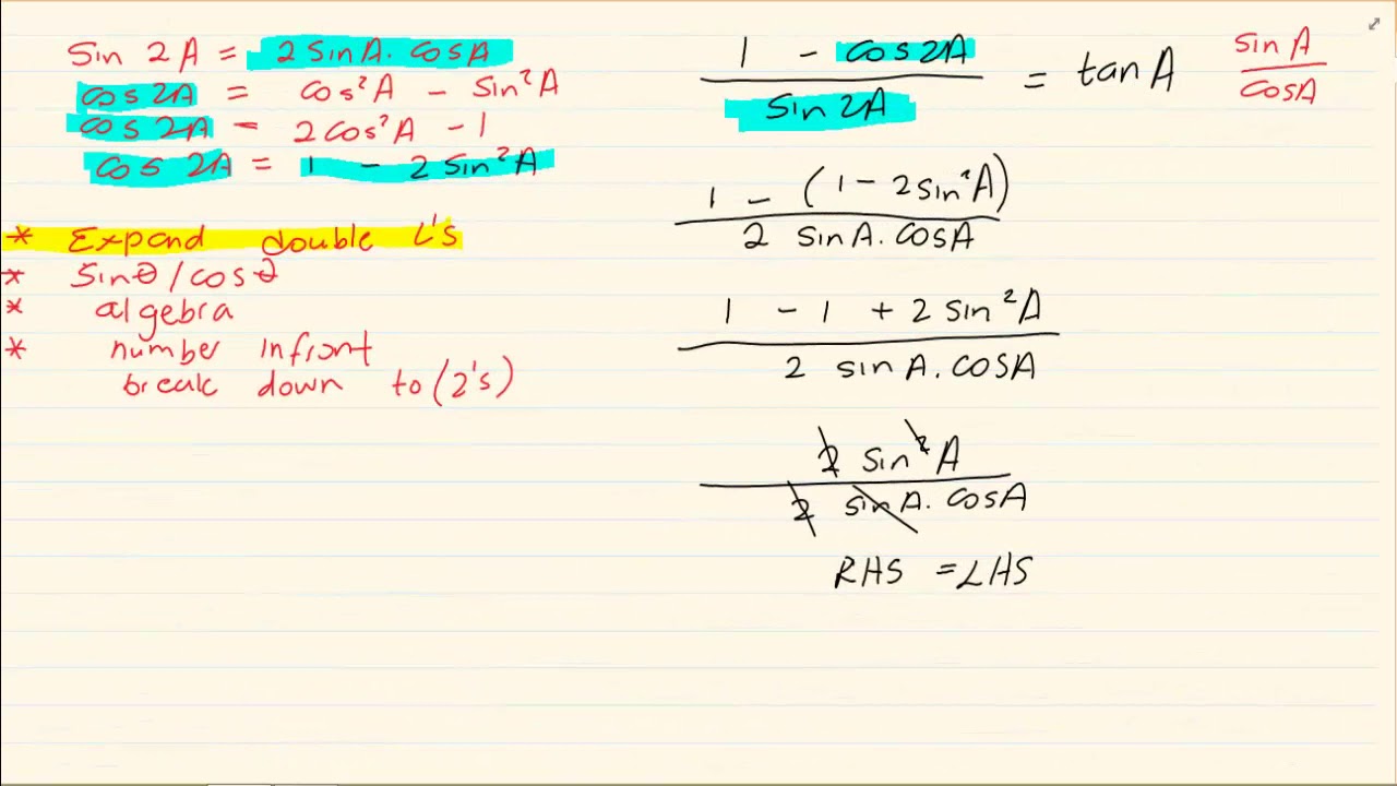 Grade 12: Trigonometry :  Double Angles