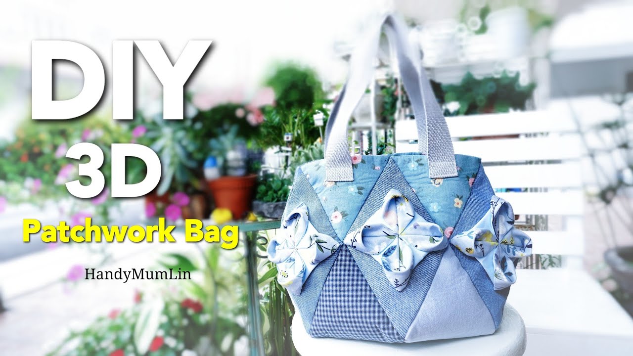 I just fold the fabric , come out result perfecty┃DIY 3D Patchwork Bag #HandyMumLin