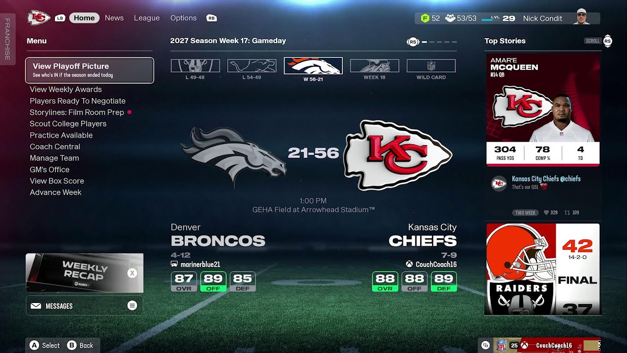4thSL 2027 Week 17: vs Broncos *CPU* *No Mic*